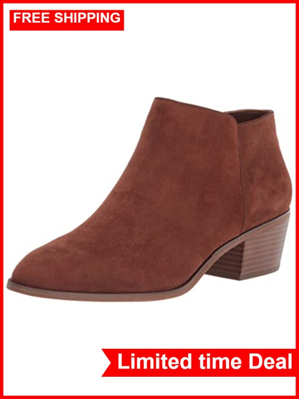 Women's Ankle Boots Faux Suede Block Heel Side Zip Booties